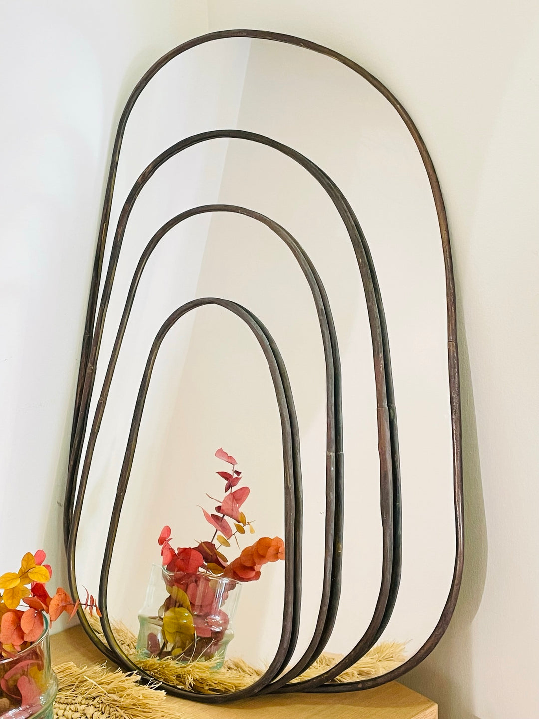 Charcoal Rounded Trapeze Mirrors