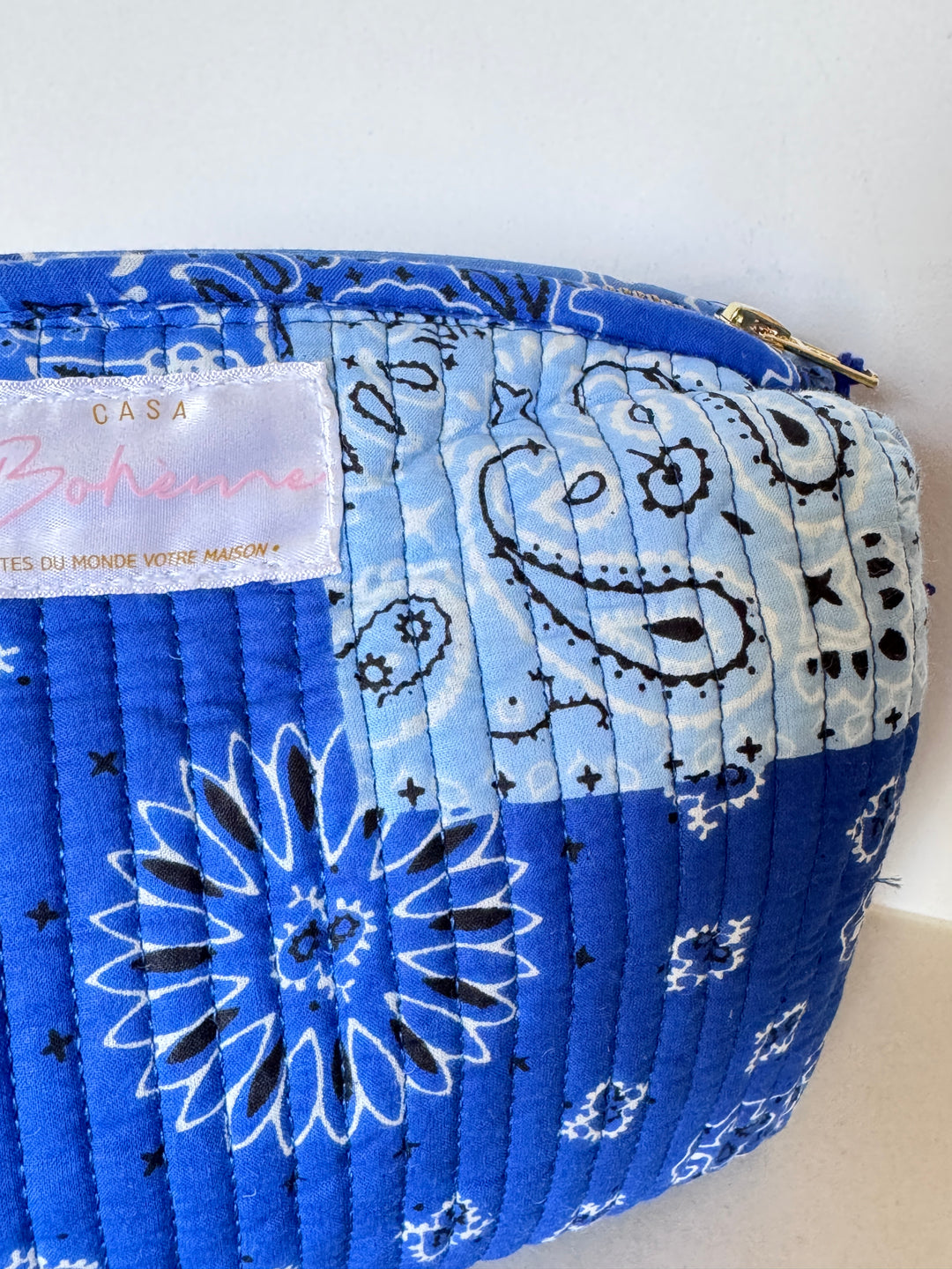 Trousse de toilette matelassée en coton – Bandana Bleu
