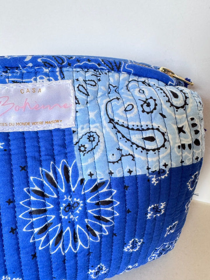 Trousse de toilette matelassée en coton – Bandana Bleu