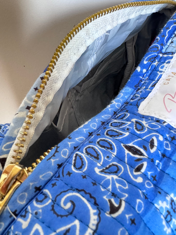Trousse de toilette matelassée en coton – Bandana Bleu