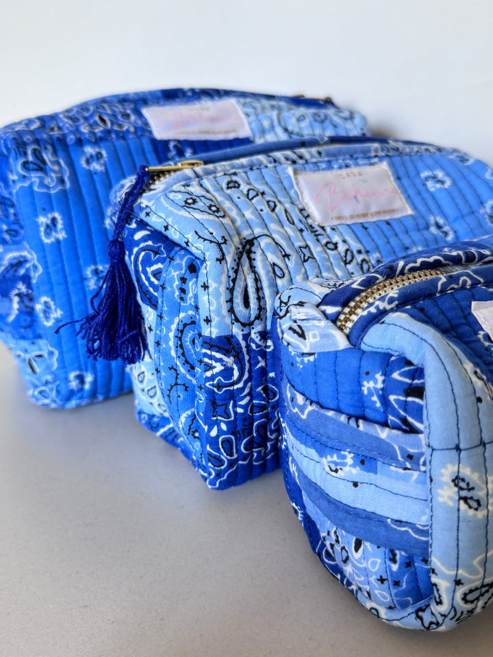 Trousse de toilette matelassée en coton – Bandana Bleu