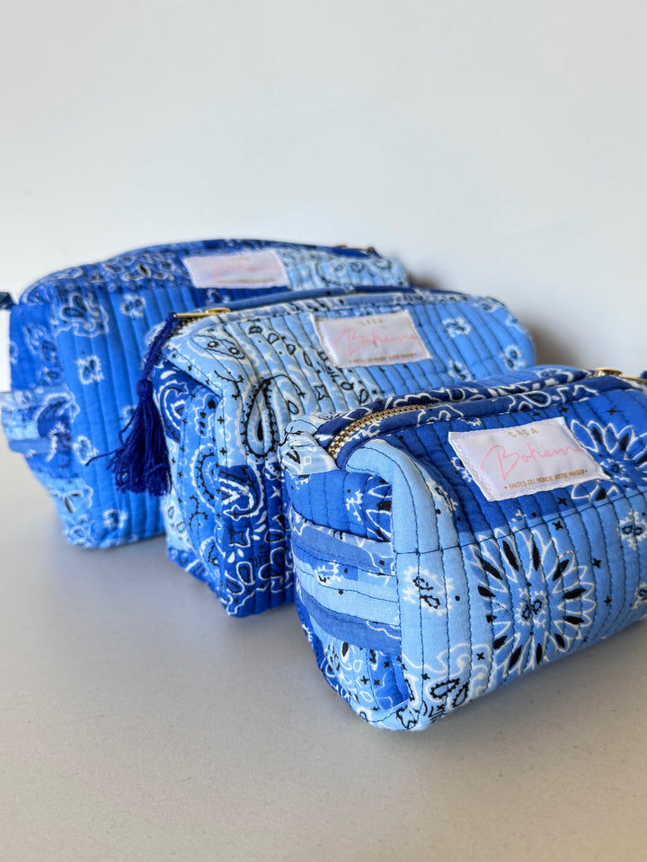 Trousse de toilette matelassée en coton – Bandana Bleu