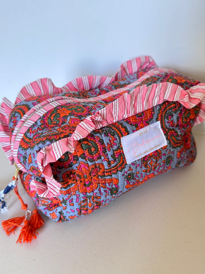 Trousse froufrou - Paisley Bleu Gris