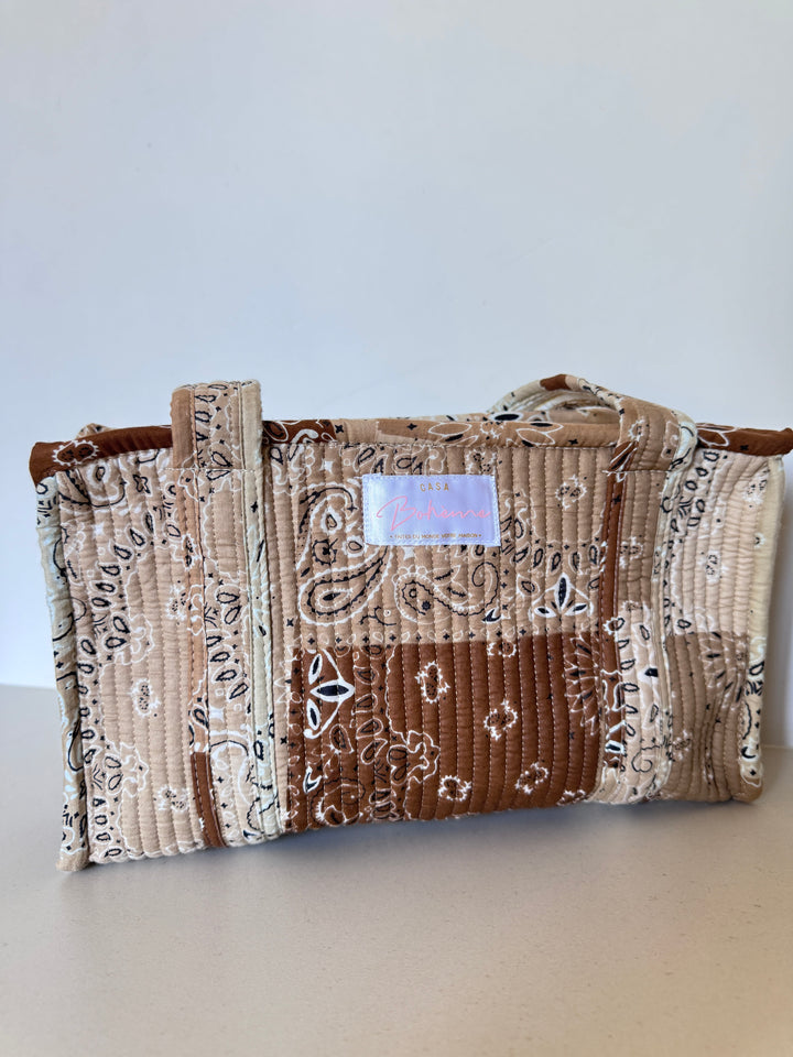 Petit cabas matelassé en coton – Bandana Beige