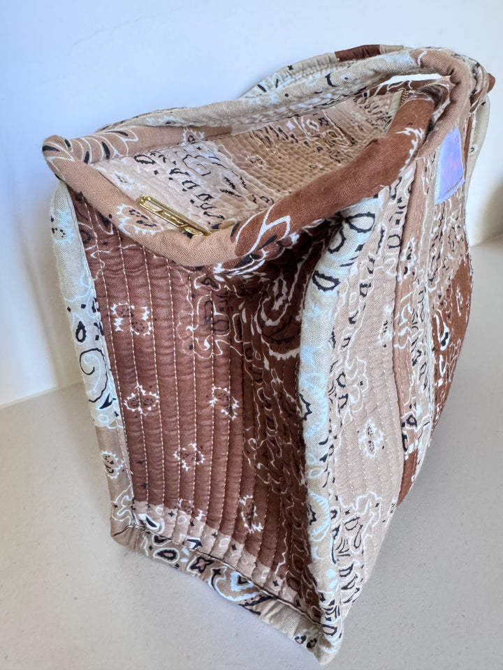 Petit cabas matelassé en coton – Bandana Beige