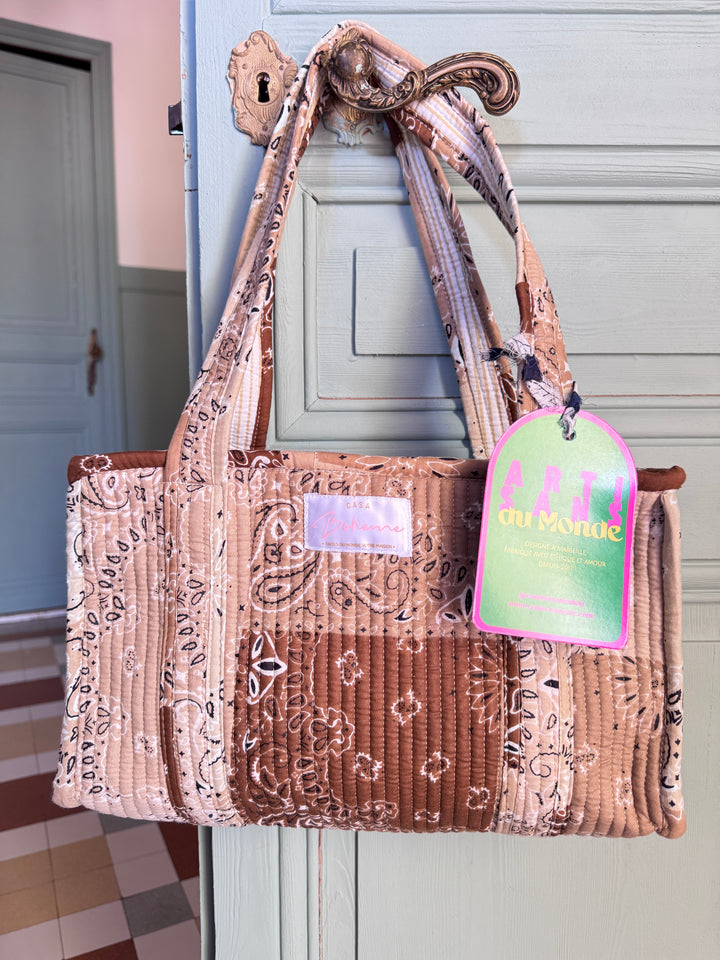 Petit cabas matelassé en coton – Bandana Beige