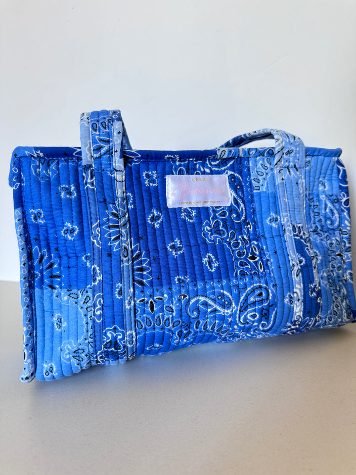 Petit cabas matelassé en coton – Bandana Bleu