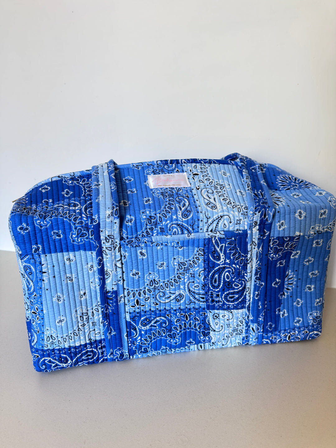 Sac Weekend matelassé en coton – Bandana Bleu