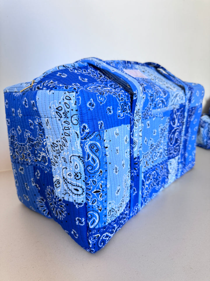 Sac Weekend matelassé en coton – Bandana Bleu