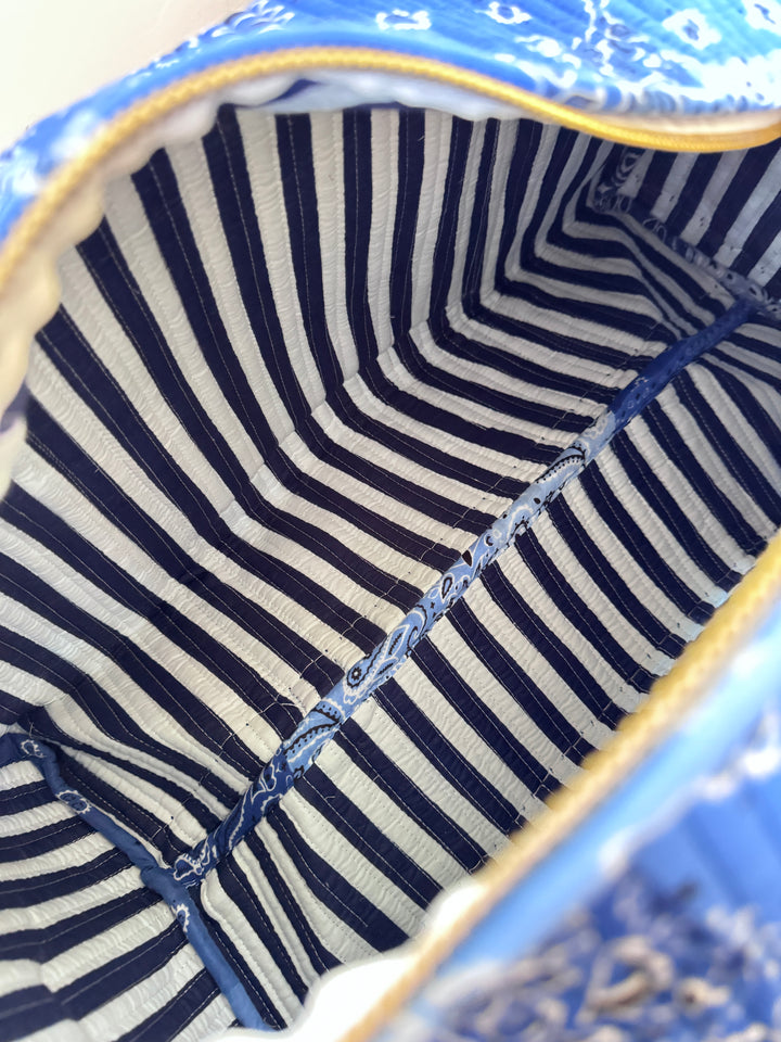 Sac Weekend matelassé en coton – Bandana Bleu