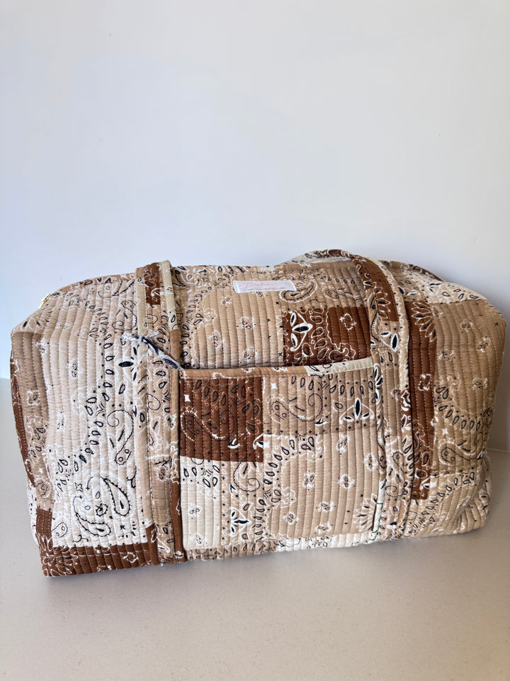 Sac Weekend matelassé en coton – Bandana Beige