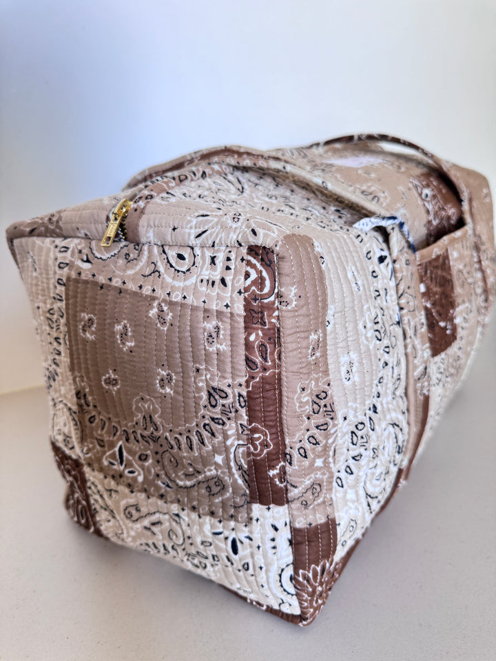 Sac Weekend matelassé en coton – Bandana Beige