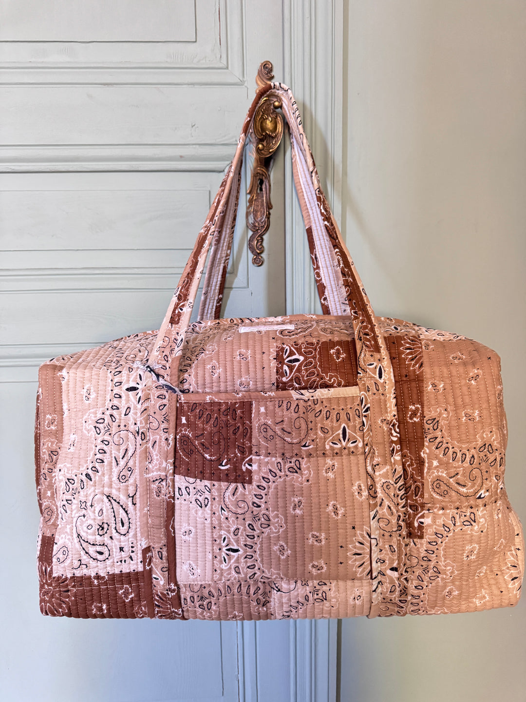 Sac Weekend matelassé en coton – Bandana Beige