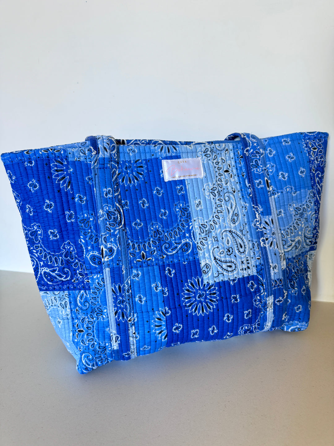 Cabas matelassé en coton – Bandana Bleu