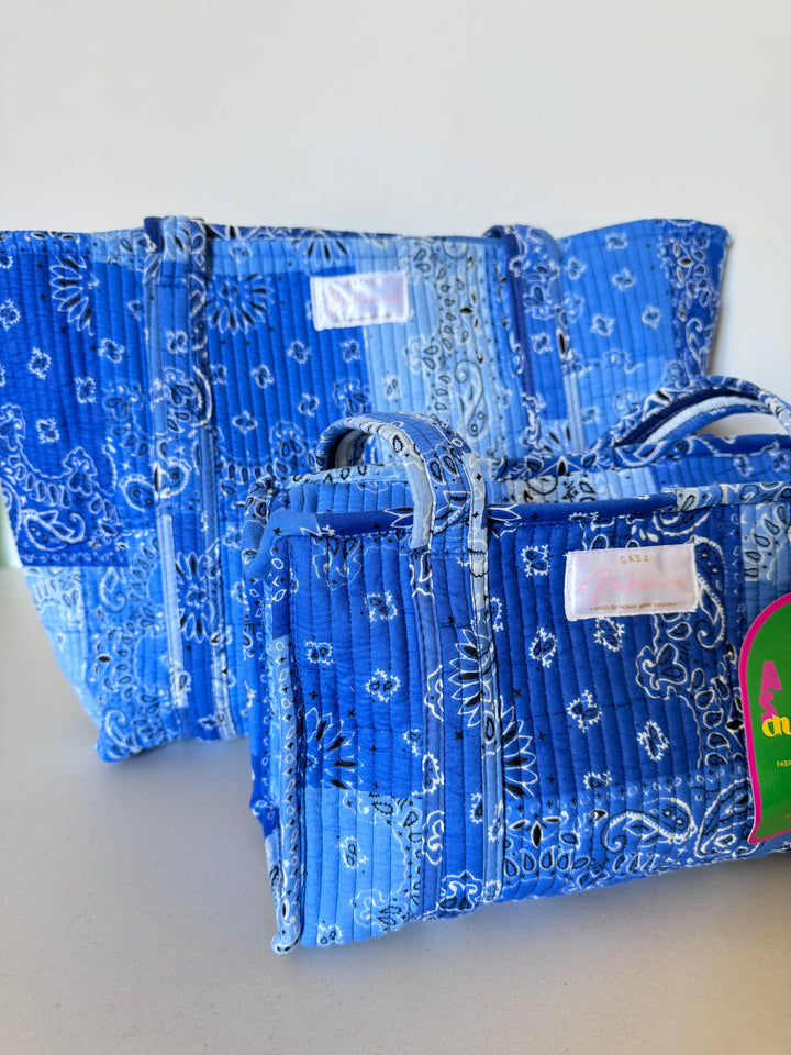 Cabas matelassé en coton – Bandana Bleu