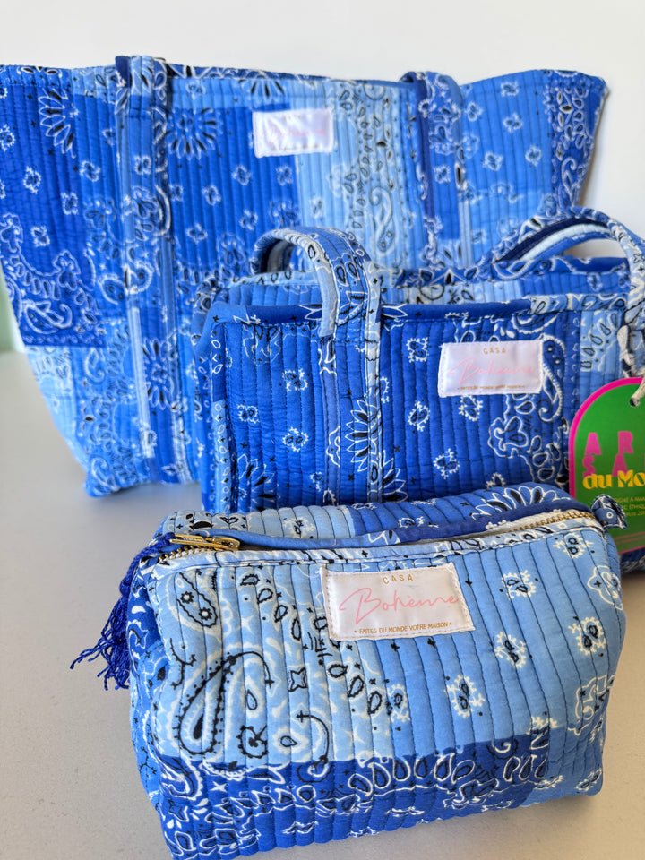 Cabas matelassé en coton – Bandana Bleu