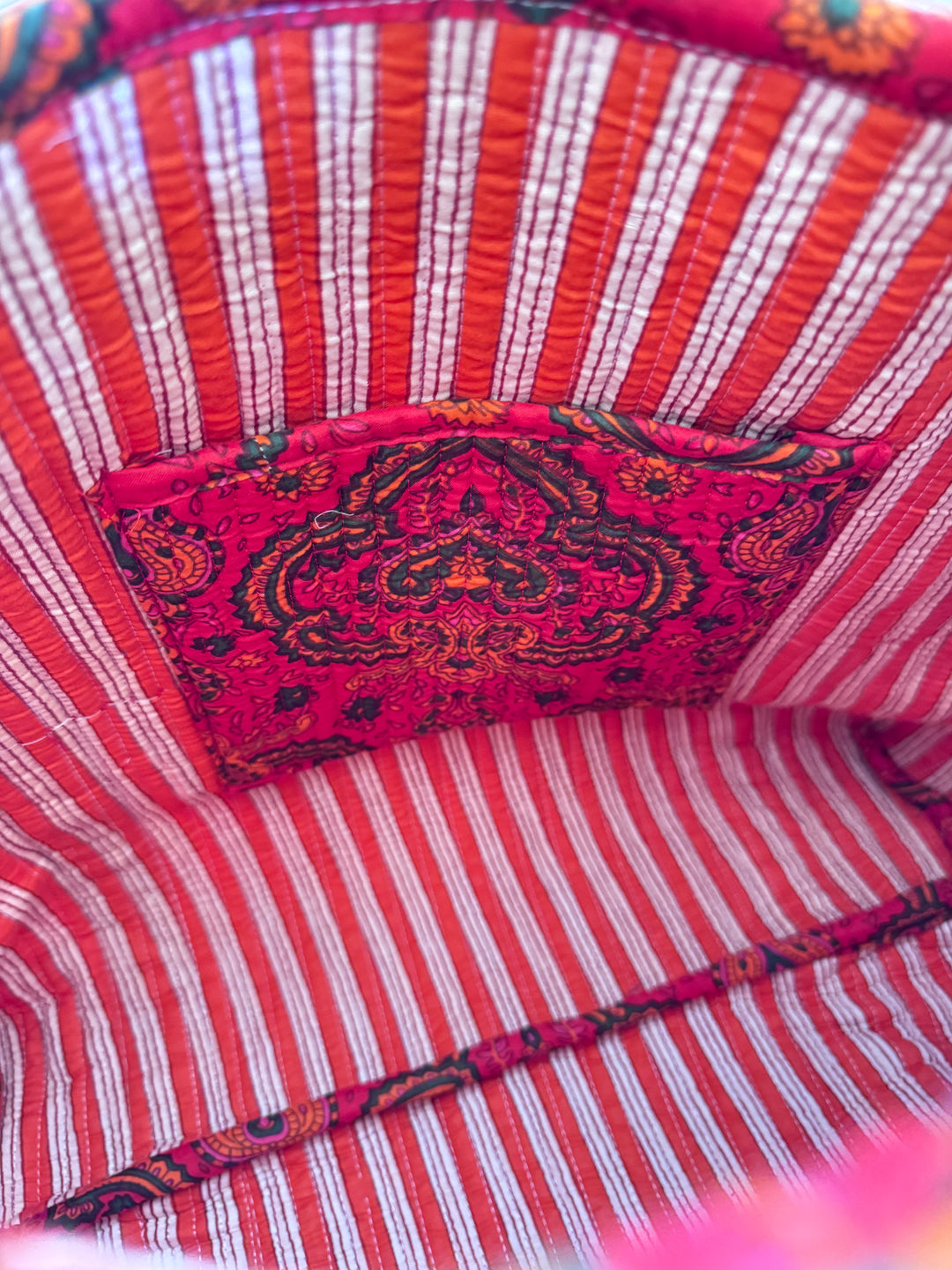 Cabas matelassé en coton – Paisley rouge