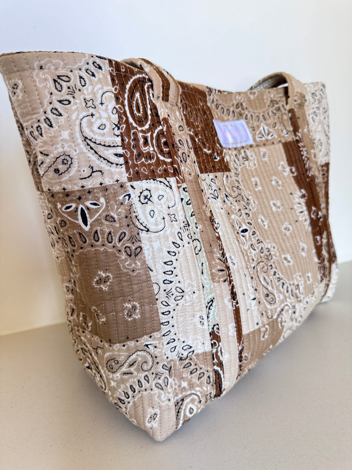 Cabas matelassé en coton – Bandana Beige