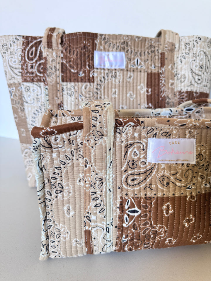 Cabas matelassé en coton – Bandana Beige