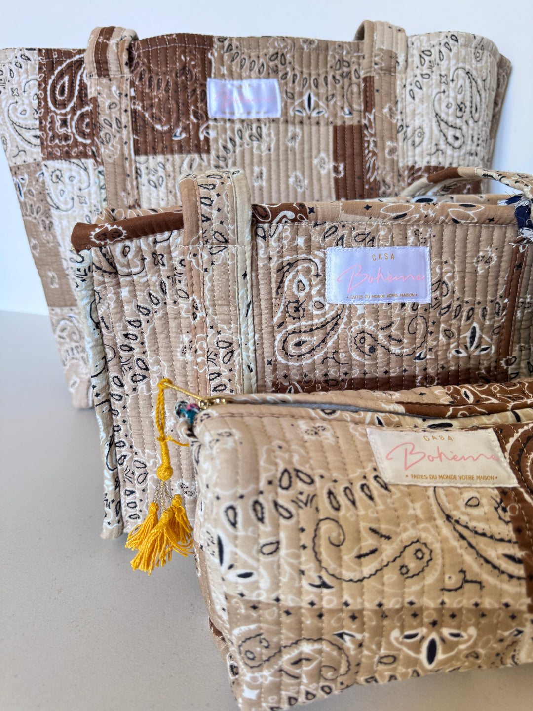Cabas matelassé en coton – Bandana Beige