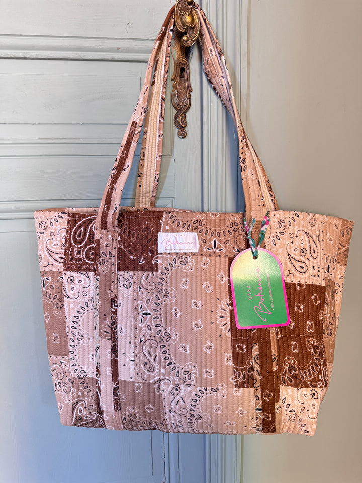 Cabas matelassé en coton – Bandana Beige