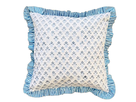 Coussin à volants - BLEU