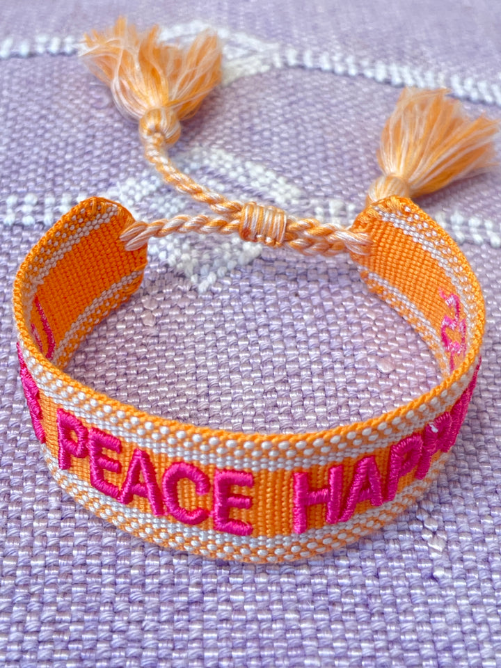 Bracelet tissé Love Peace Happiness