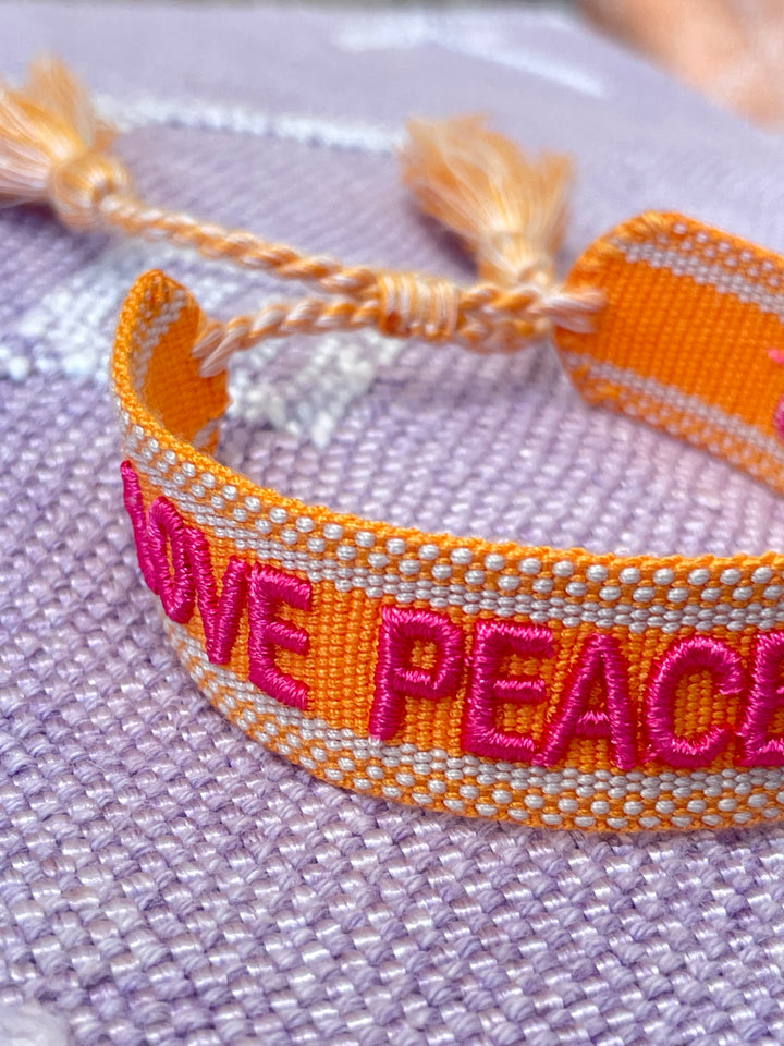 Bracelet tissé Love Peace Happiness