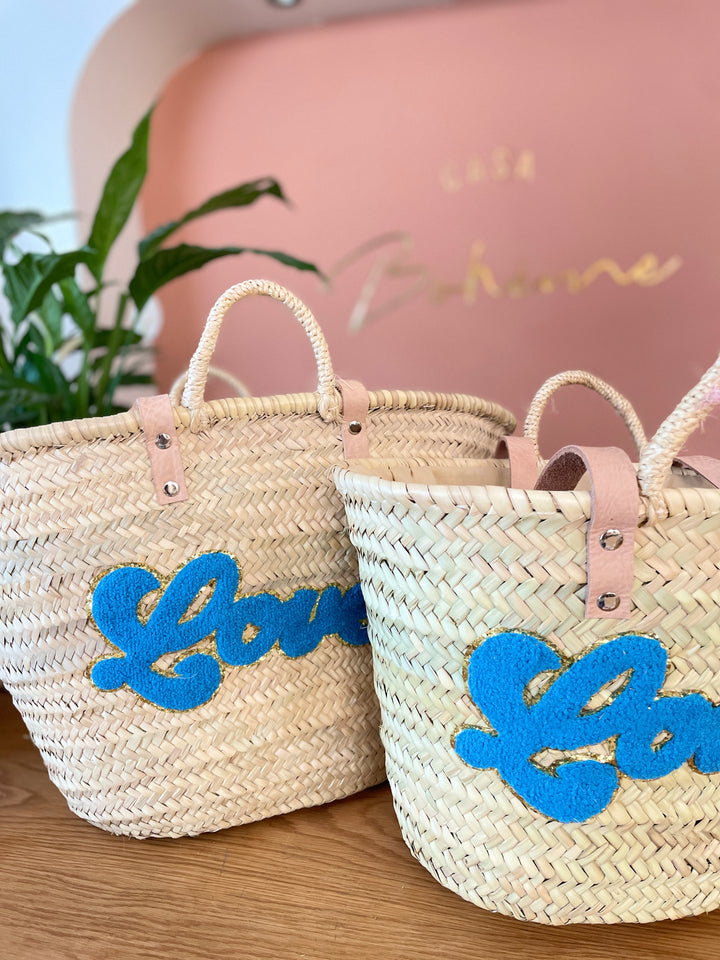 Panier Love Bleu - 2 tailles