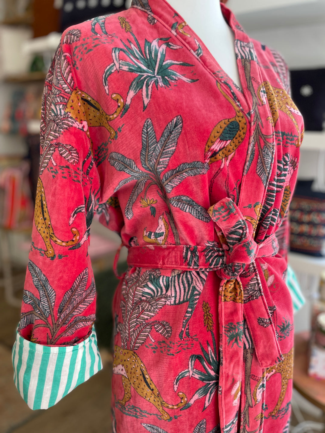 Kimono en velours Rouge