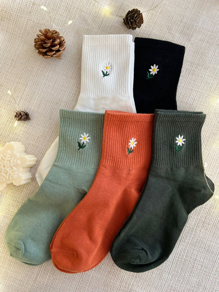 Chaussettes ✿ brodées - lot de  5